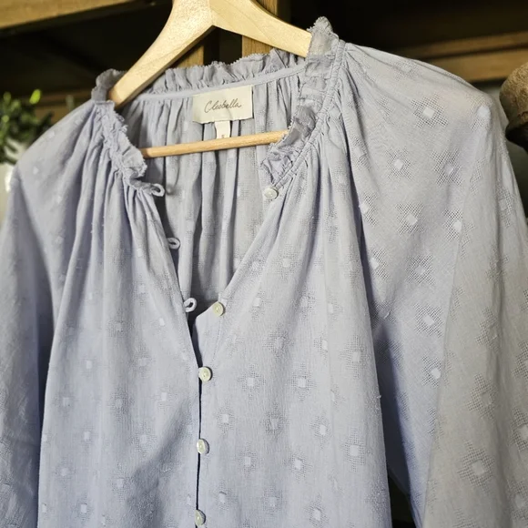 Anthropologie Cleobella Antonia Buttondown Blouse Blue Sz S Orig. $119 - Picture 7 of 10